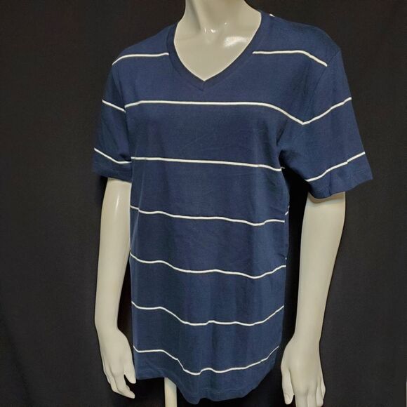 NWOT Old Navy Blue & White V-Neck Tee Shirt (M) - Picture 1 of 5